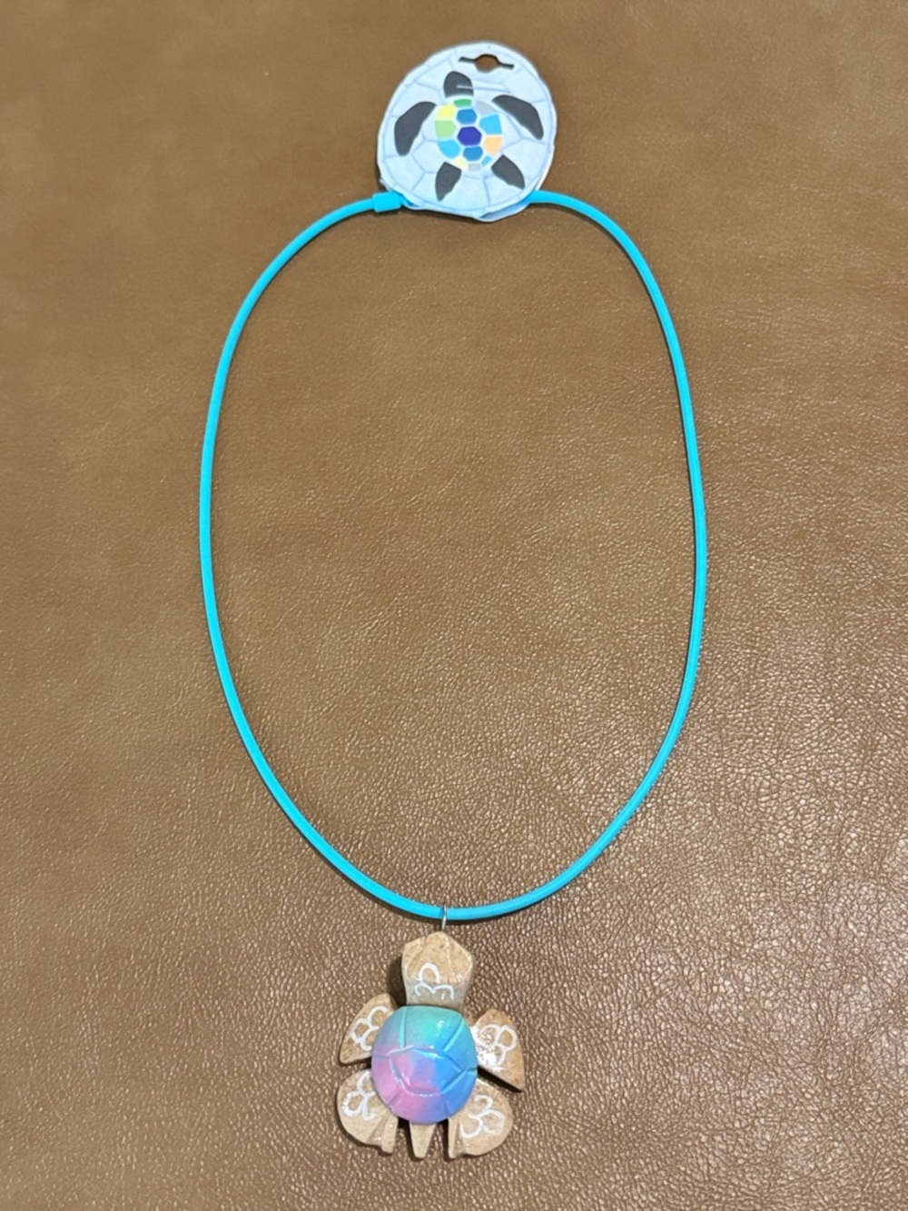 Marble Elegant Turtle Pendant Necklace in Turquoise and Pastel